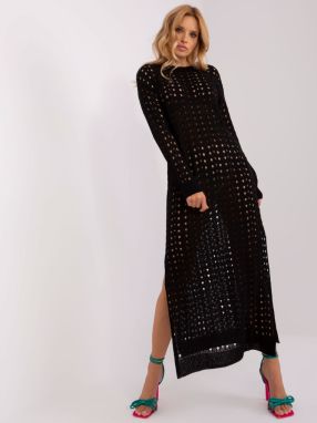 Black knitted beach dress with slits