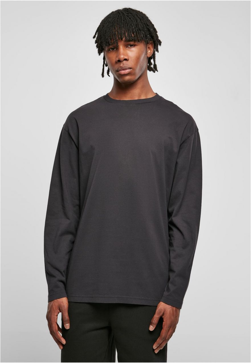 Heavy Oversized Garment Dye Long Sleeve Black