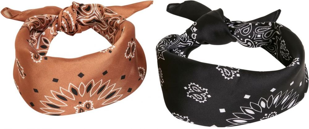 Satin Scarf 2-Pack Black + Cognac