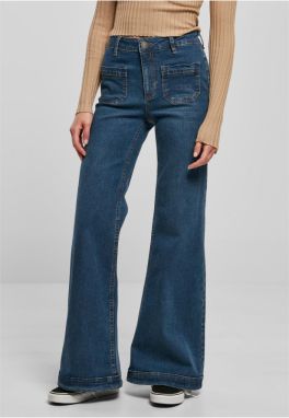 Women's Vintage Flared Denim Pants Dark Blue Washed