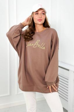 Insulated sweatshirt with Ciao Bella mocca inscription
