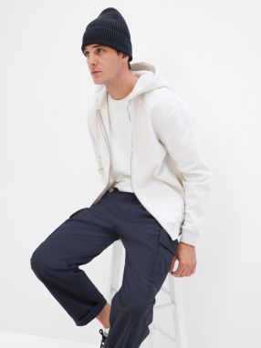 Biela pánska mikina na zips s kapucňou GAP Vintage soft