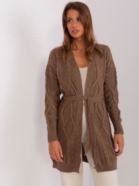 Brown women's cardigan with belt
