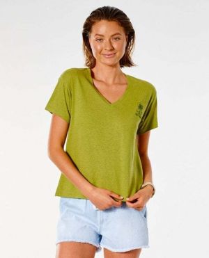 T-Shirt Rip Curl SWC V NECK TEE Green Olive