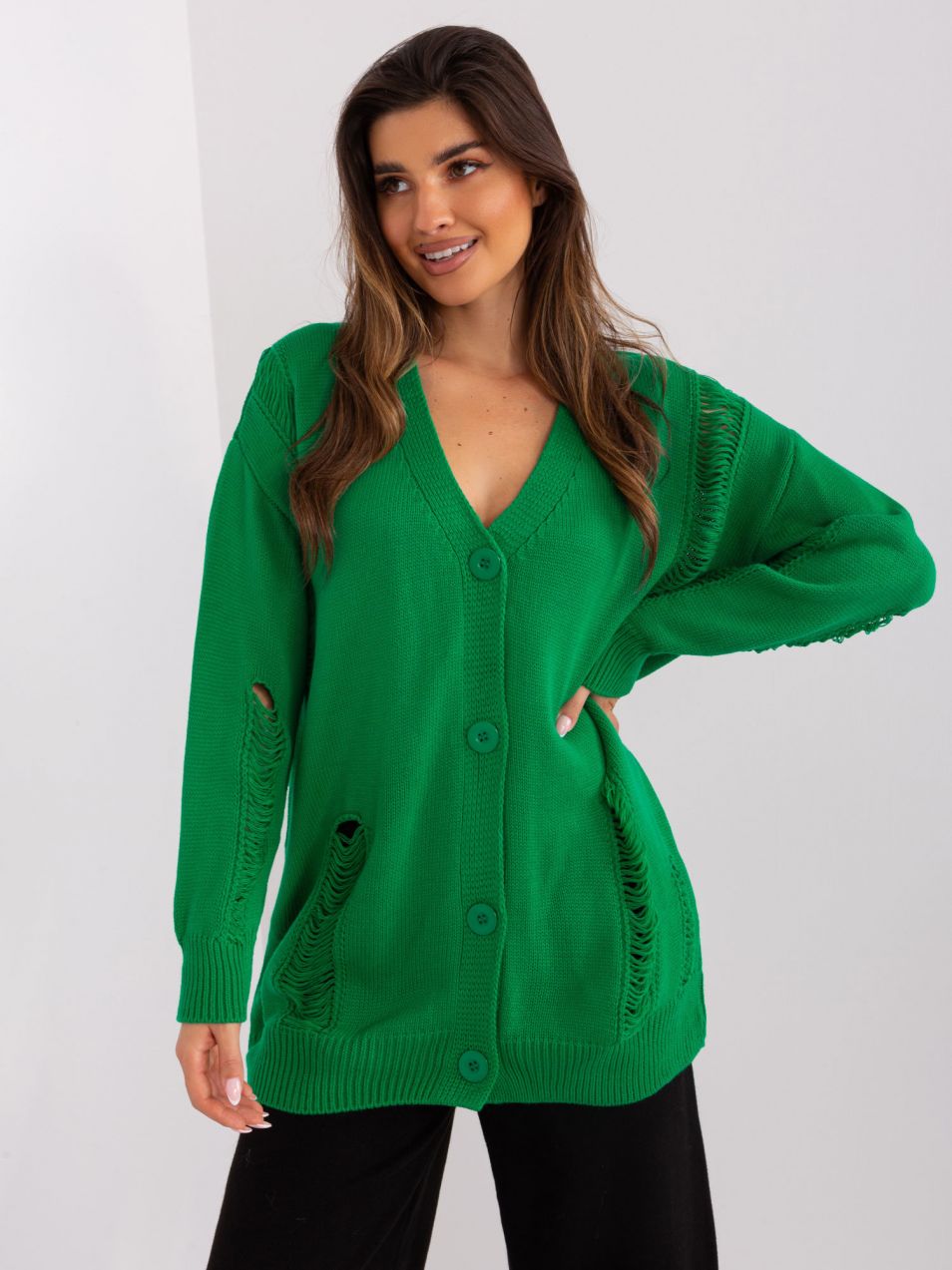 Green women's cardigan