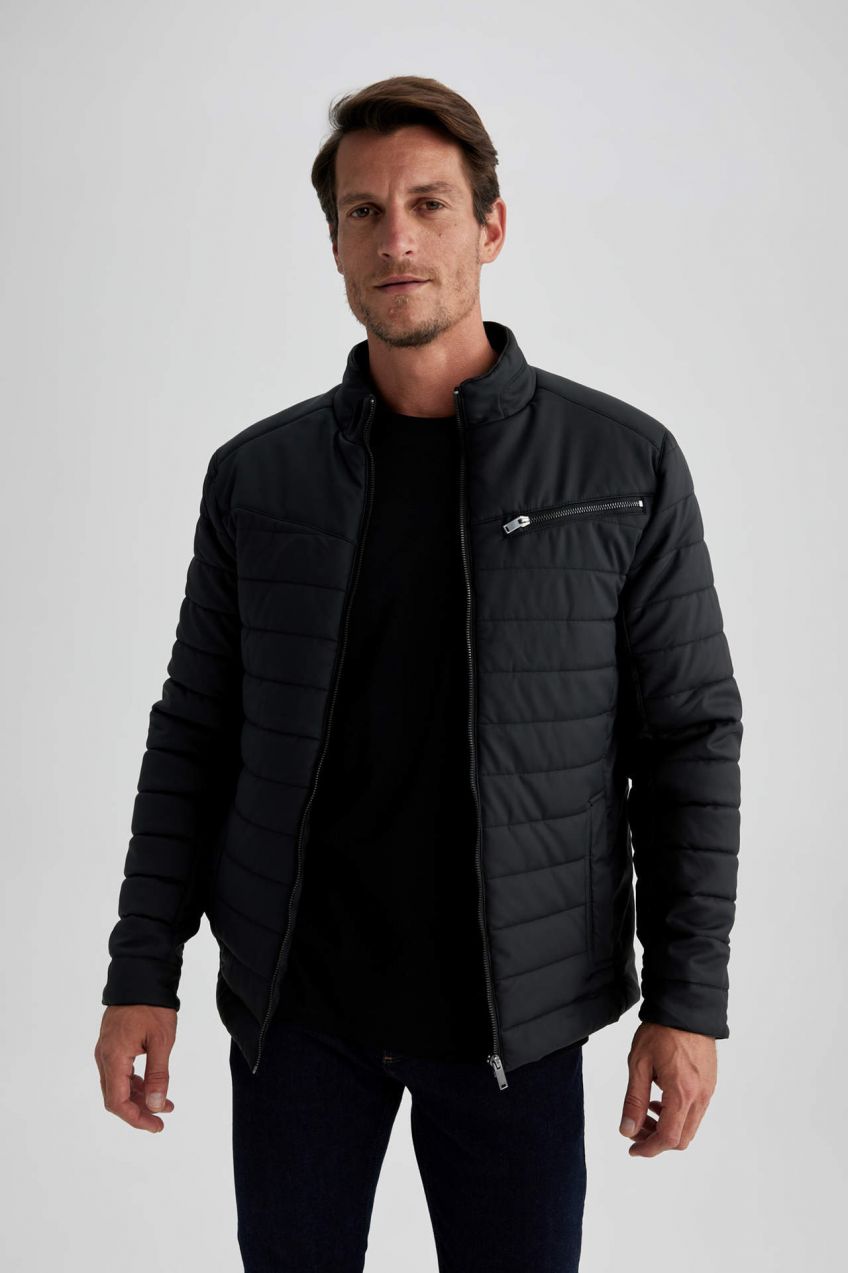 DEFACTO Slim Fit Kožený Kabát z Umelé Kože