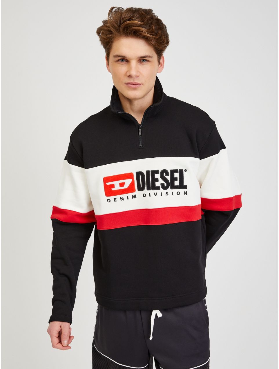Krémovo-čierna pánska mikina Diesel