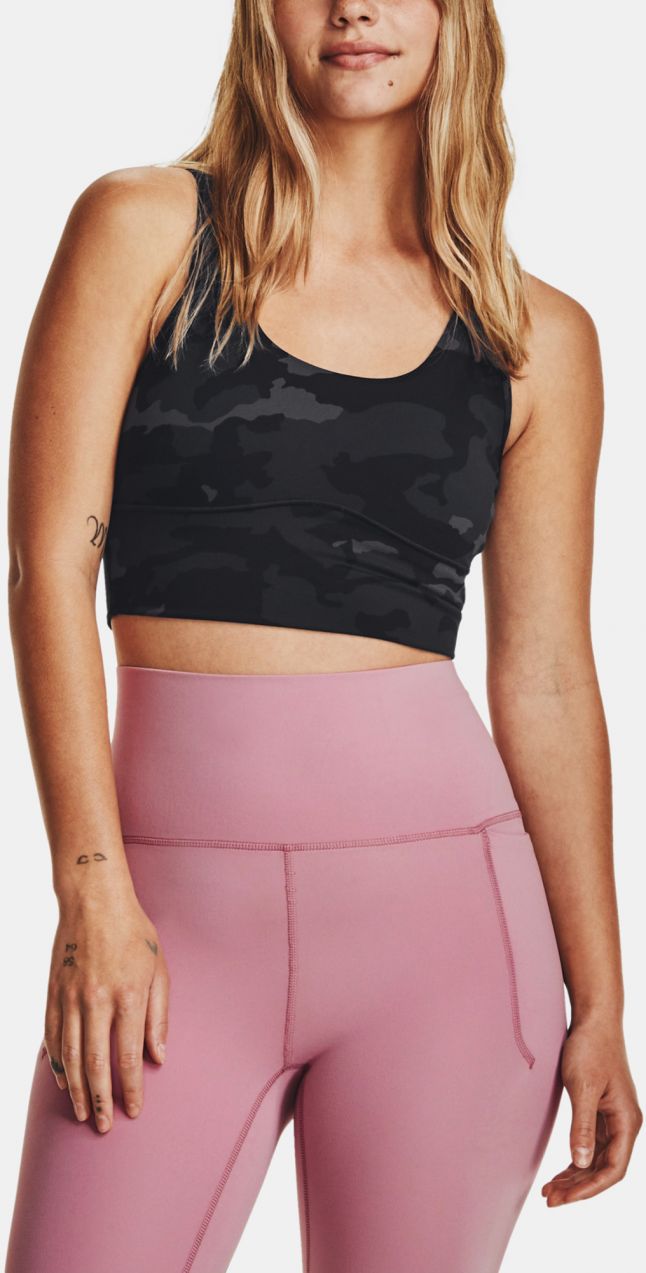 Čierne športové crop top tielko Under Armour Meridian Fitted CropTankPrnt