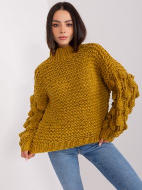 Olive oversize sweater with thick knitwear