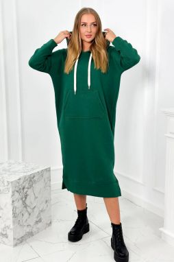 Long green dress with a hood