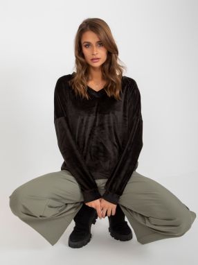 Black velour sweatshirt with neckline