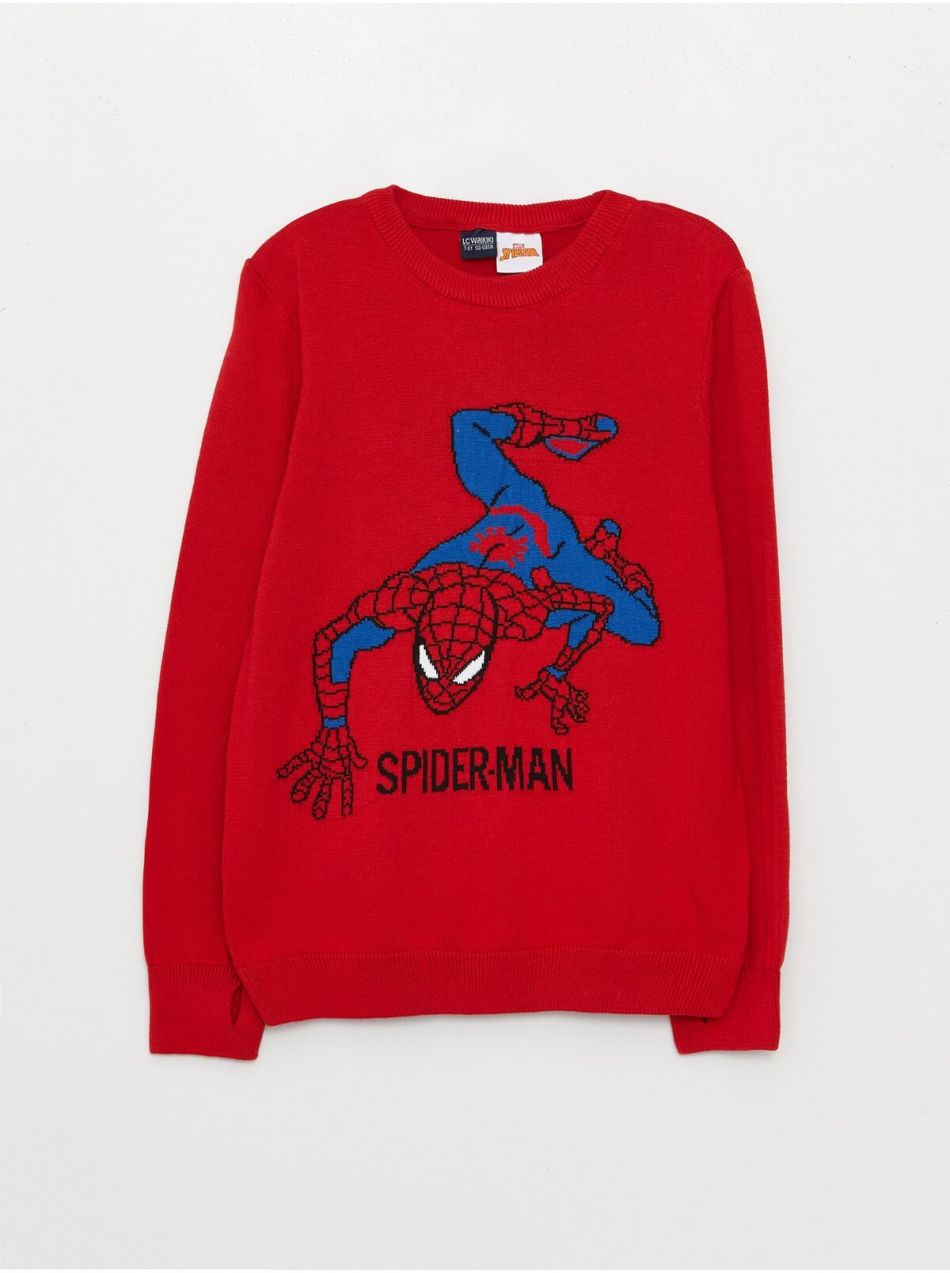 Chlapčenský pletený sveter s dlhým rukávom a vzorom Spidermana od LC Waikiki