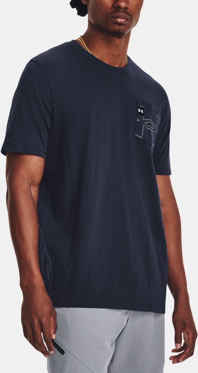Tmavomodré tričko Under Armour UA ELEVATED CORE POCKET SS