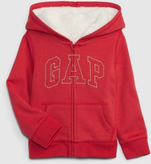 Červená dievčenská zateplená mikina na zips s kapucňou GAP