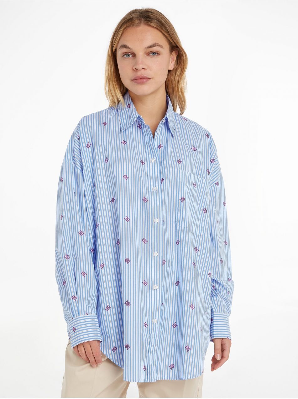 Bielo-modrá dámska pruhovaná oversize košeľa Tommy Hilfiger