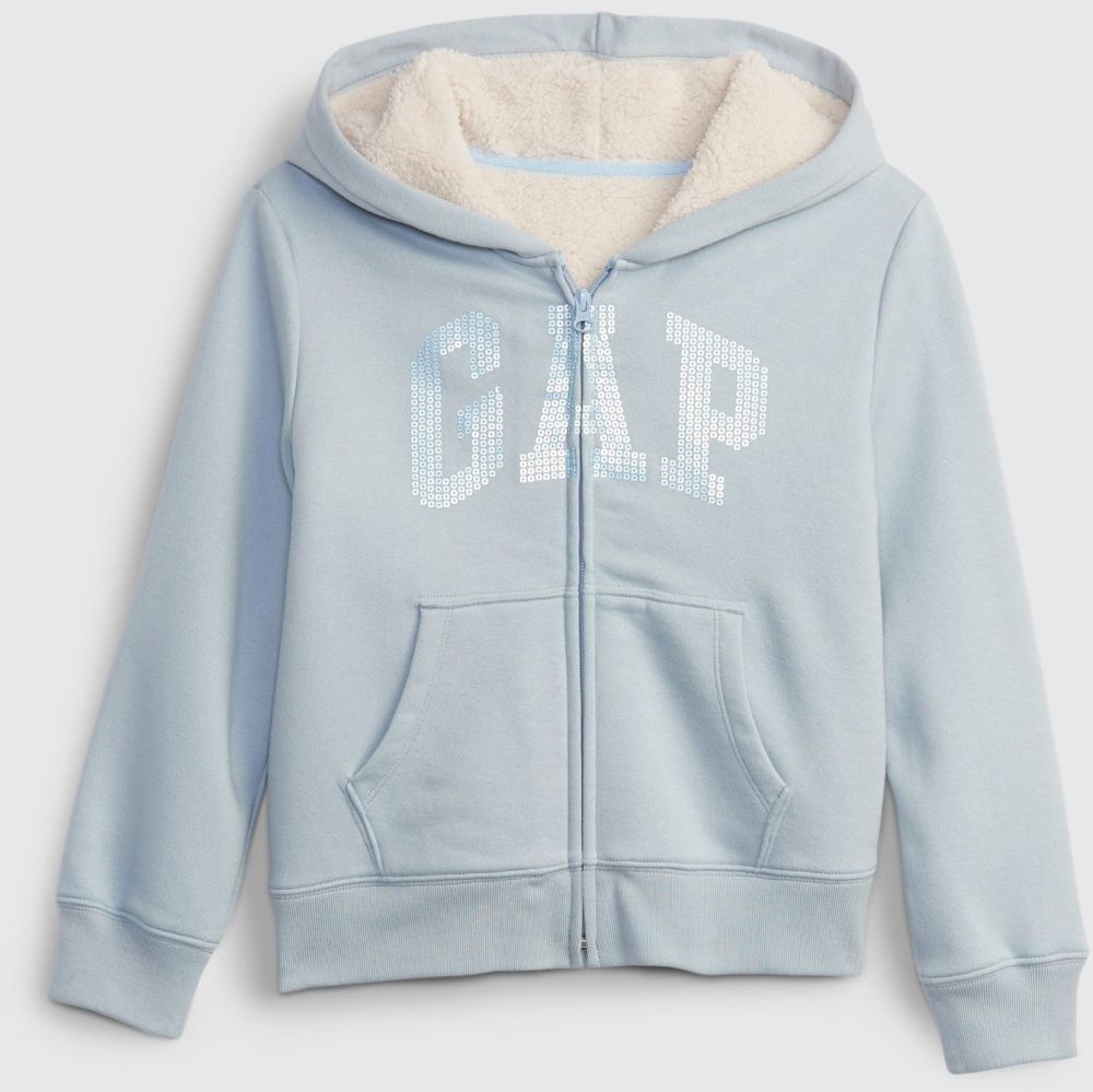 Modrá dievčenská mikina sherpa Gap logo
