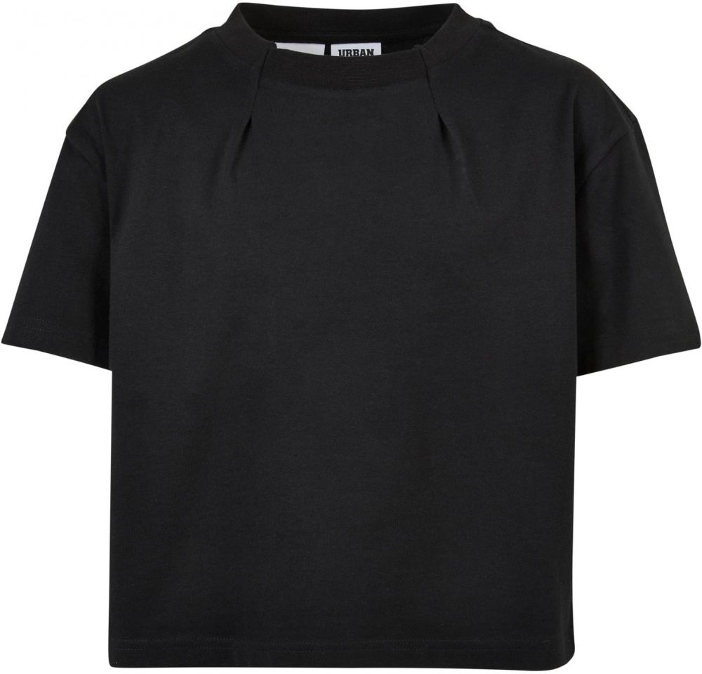 Girls' Organic Oversized Pleated T-Shirt Black
