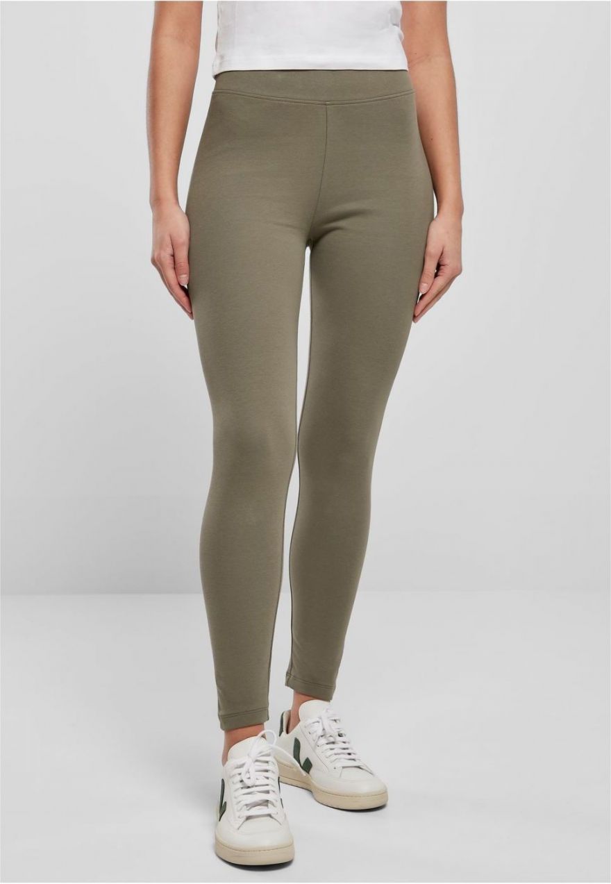 Women's High-Waisted Jersey Leggings - Olive