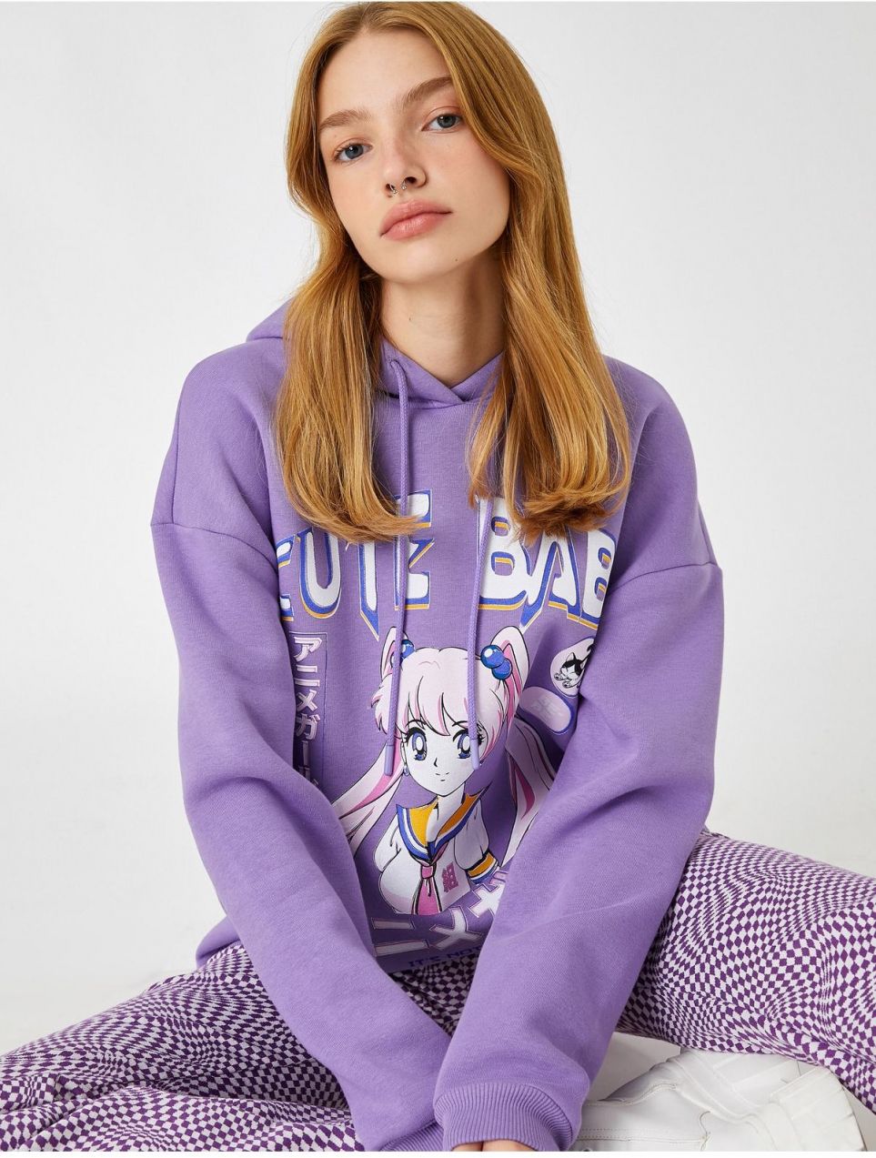 Koton oversized anime mikina s kapucňou a vnútorným flísom