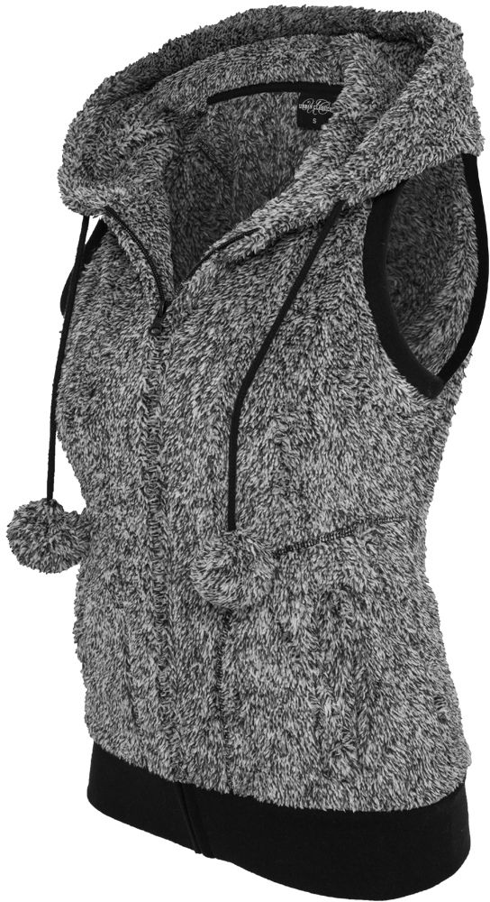 Women's vest Melange Teddy blk/wht