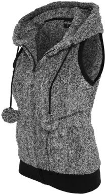 Women's vest Melange Teddy blk/wht