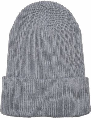 Ribbed knit cap made of recycled yarn grey