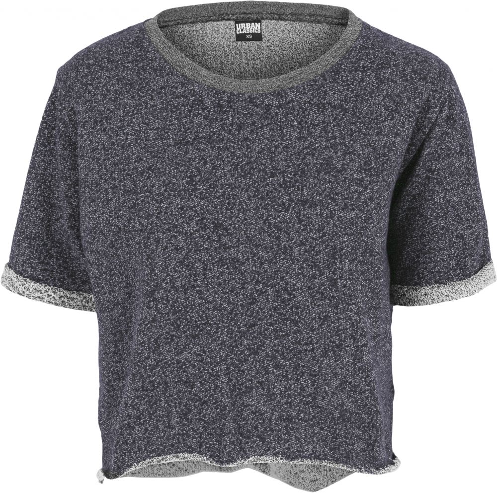 Women's Melange Cropped Short Sleeve Crew nvy/gry