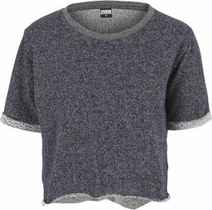 Women's Melange Cropped Short Sleeve Crew nvy/gry
