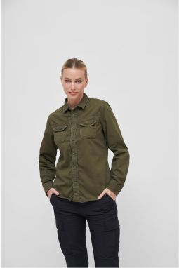 Women's vintage long sleeve shirt olive