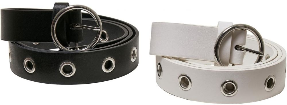 Synthetic leather eyelet strap 2 packs black/white