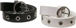 Synthetic leather eyelet strap 2 packs black/white