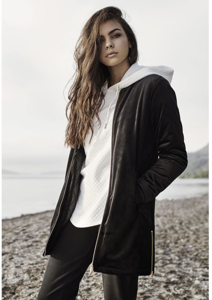 Women's long velvet jacket black