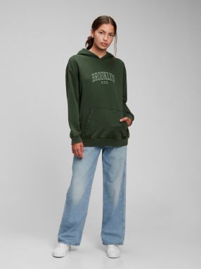 Zelená dievčenská mikina GAP teen Brooklyn oversized