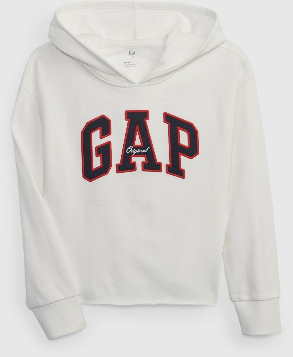 Biela dievčenská mikina logo s kapucňou GAP