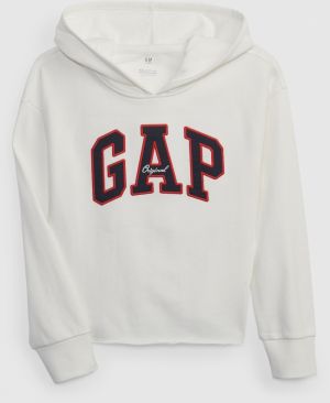 Biela dievčenská mikina logo s kapucňou GAP