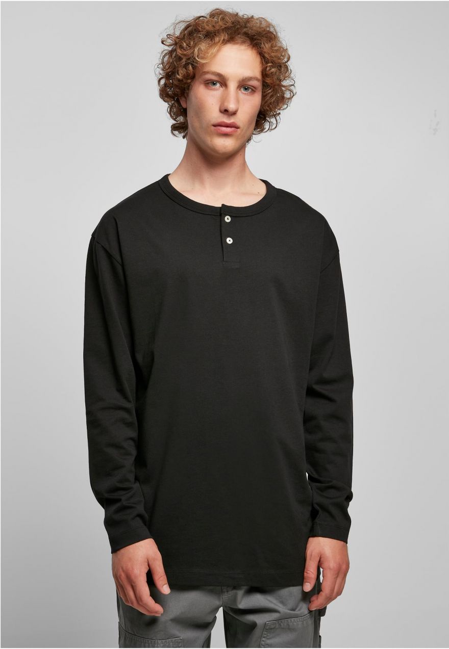 Bio Oversized Henley Longsleeve Black