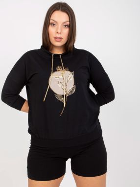 Black blouse plus size for everyday wear with print