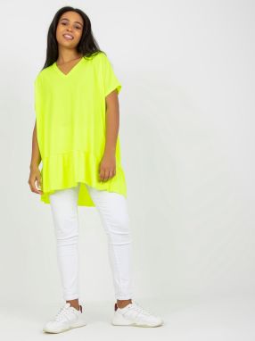 Fluo yellow V-neck tunic for everyday wear