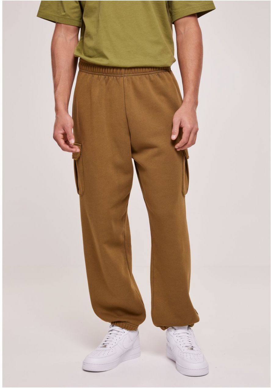 Acid Washed Cargo Summer Sweatpants - Olive