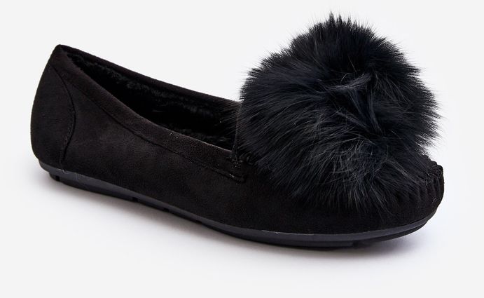 Women's loafers with fur black Novas
