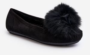 Women's loafers with fur black Novas