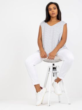 White-grey top with V-neck plus size