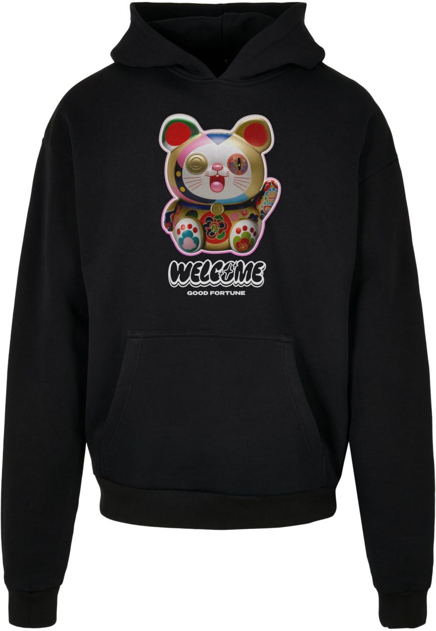 Men's Welcome Cat Ulrta Heavy Oversize Hoodie Black