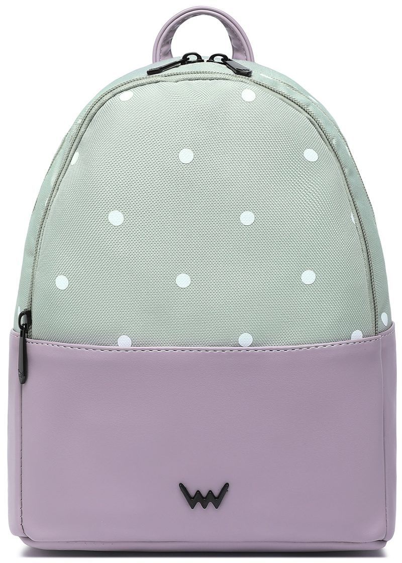 Fialovo-zelený dámsky bodkovaný ruksak VUCH Zane Mini Purple