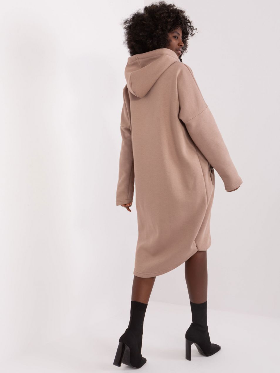 Dark beige asymmetrical basic sweatshirt made of cotton