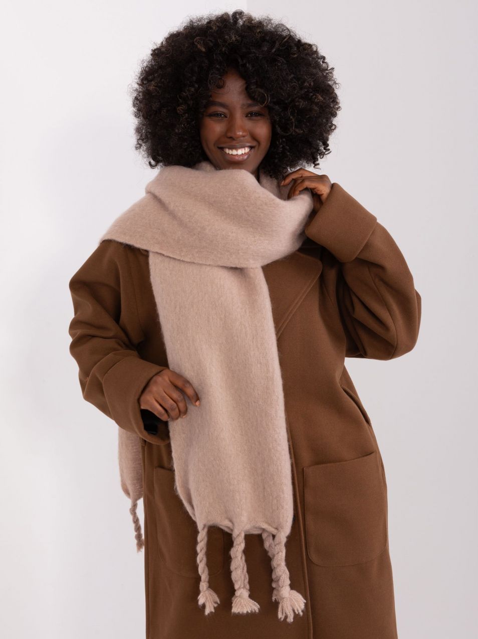 Dark beige long women's scarf