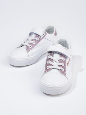 Children's sneakers Shelvt white with pink glitter