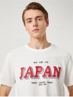Koton pánske tričko s ázijskou potlačou Crew Neck krátky rukáv