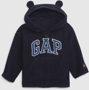 Tmavomodrá chlapčenská flísová mikina na zips s kapucňou GAP
