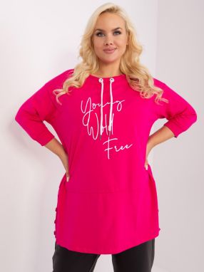 Plus size cotton fuchsia blouse